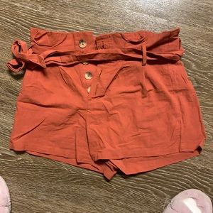 LA HEARTS red paper bag shorts with tie